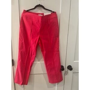 Cato Womens Hot Pink Mid-Rise Cropped Trousers Button Hem Pants Size 16 NWT